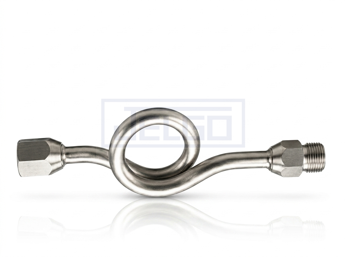 Tubo sifão tipo bobina em aço inox para maior massa térmica