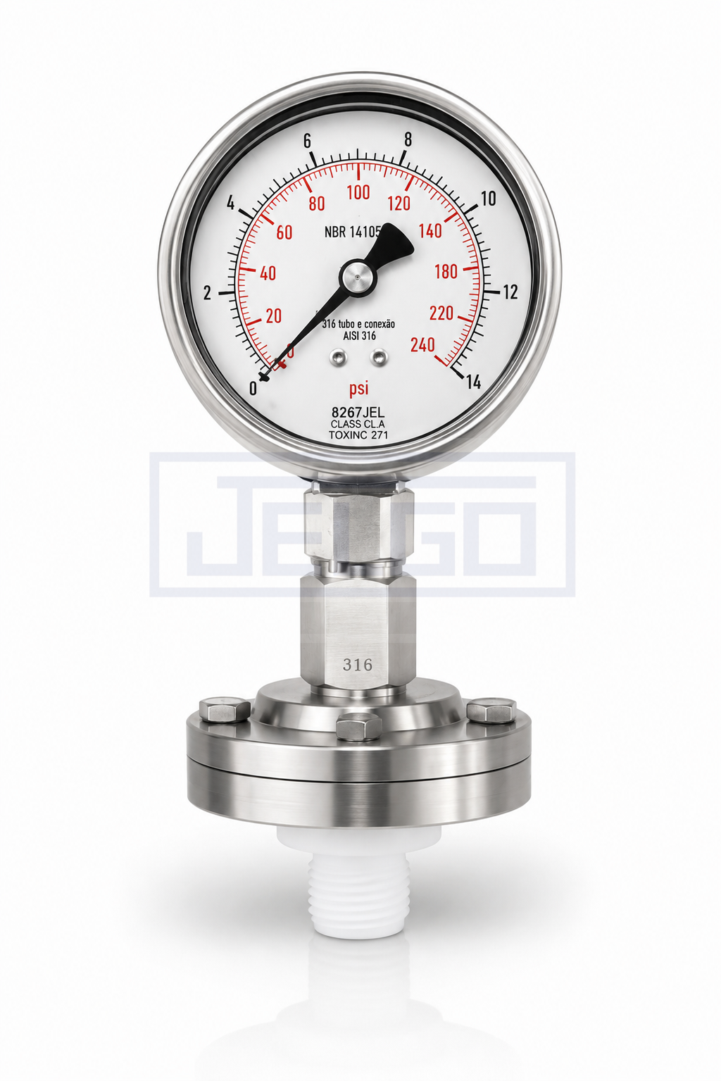 Selo roscado 100mm com partes molhadas em teflon